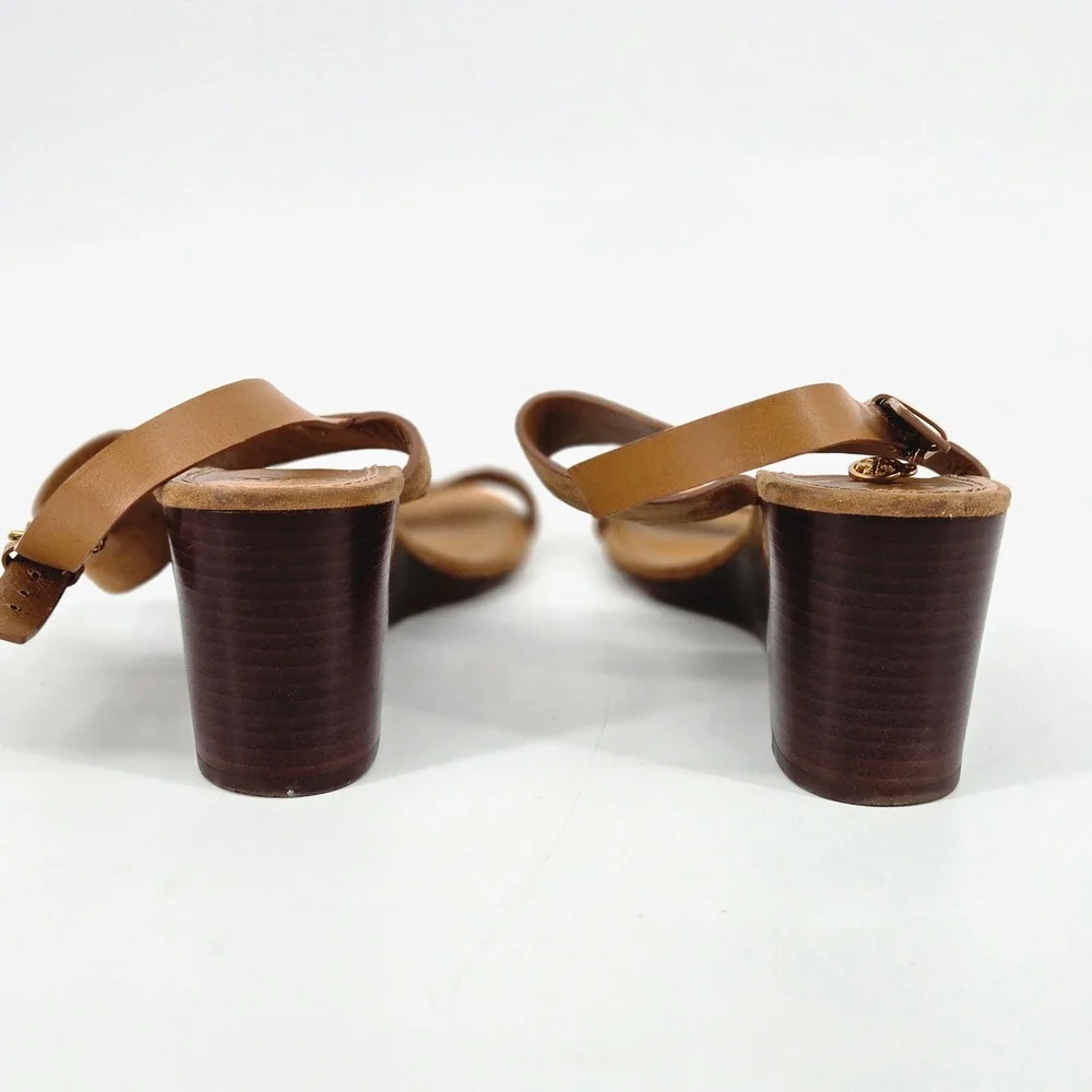 Tory Burch Mini Benton 65mm Wedge Sandal Kid Suede Amaretto Brown Women Size 10M